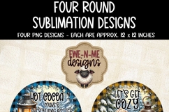 Hot Cocoa Plaid Round Sublimation Designs | Four Round PNGs Product Image 3