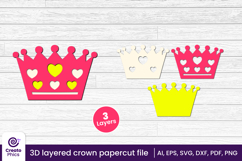 royal-beauty-crown-fashion-3d layered-papercut-laser cutting-crown svg-princess-paper cut