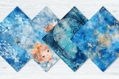 Royal Blue Watercolor Princes Digital Paper Bundle Product Image 5