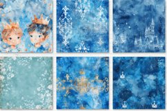Royal Blue Watercolor Princes Digital Paper Bundle Product Image 2