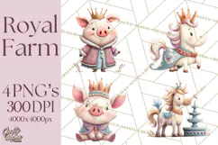 Royal Farm Animal Clipart PNG Cute Regal Animals Product Image 1
