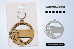 Royal Floral Round Keychain Lasercut Product Image 1