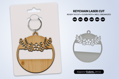Royal Floral Round Keychain Lasercut Product Image 3