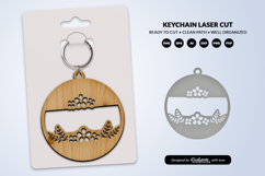 Royal Floral Round Keychain Lasercut Product Image 5