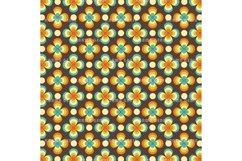 Retro Orange Green Blue Seventies Style Floral Background Product Image 1