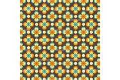 Retro Orange Green Blue Seventies Style Floral Background Product Image 1