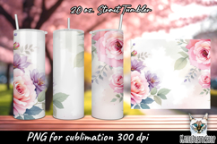 Rose flowers sublimation tumbler wrap Product Image 1