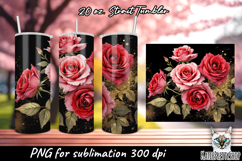 Gold splash and rose flowers, sublimation tumbler wrap Product Image 1