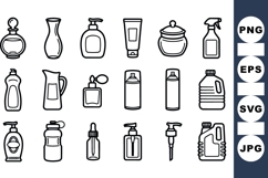 Hand Drawn Cosmetic Bottle Icon Vector Pack Product Image 1