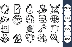 Minimalist Security Icon SVG Set For Web Design Product Image 1