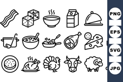 Farm Animals And Food Icon Vector Set Bundle Product Image 1