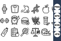 Fitness And Nutrition Icon Set For Health Apps Product Image 1
