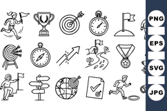 Goal Achievement Icon Set for Business and Motivation Product Image 1