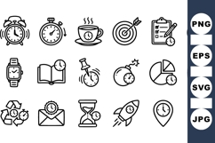 Time Management Icons Bundle For Productivity Designs Product Image 1