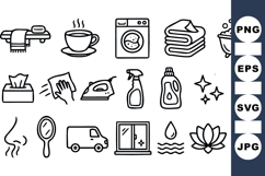 Minimalist Home Cleaning Icons Bundle For Printables Product Image 1