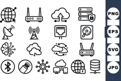Outline Network Technology Icon Vector Set for Web Design Product Image 1