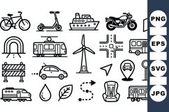 Minimal Urban Transport Icon Vector Clipart Bundle Product Image 1