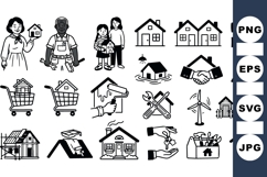 Home Repair Tools And Family Vector Icon Set Product Image 1