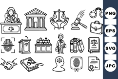 Hand Drawn Legal Justice Icon Set Bundle Product Image 1