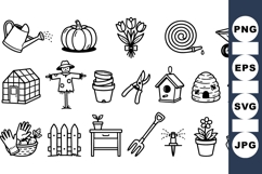 Hand Drawn Gardening Tools Clipart Bundle for Crafts Product Image 1