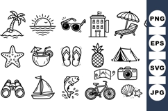 Hand Drawn Summer Vacation Icons Vector Bundle Product Image 1