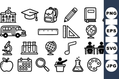 Black Outline Back To School Icons Svg Bundle Product Image 1