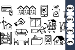Eco Friendly Home Icon Vector Set For Sustainable Living Product Image 1
