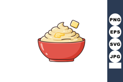 Mashed potato in red bowl with melting butter vector illustr Product Image 1