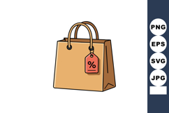 Shopping bag with discount tag illustration in brown and red Product Image 1