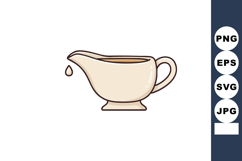 Cream Sauceboat with Dripping Sauce Vector Illustration in B Product Image 1