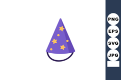 Purple wizard hat with yellow stars and black band vector il Product Image 1