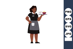 Female waitress serving food tray with bowl and gravy in res Product Image 1