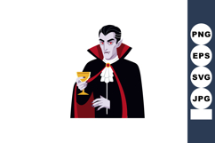 Vampire character holding a golden goblet in dark cloak vect Product Image 1