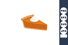 Pumpkin pie slice with whipped cream topping vector illustra Product Image 1