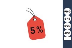 Red Sale Tag with Five Percent Discount Illustration for Sho Product Image 1
