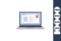 Laptop computer screen showing online discount offer vector Product Image 1
