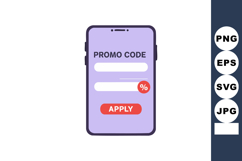 Mobile phone screen with promo code entry and apply button v Product Image 1