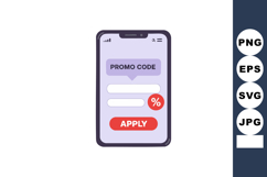 Smartphone with Promo Code Discount Application Interface on Product Image 1