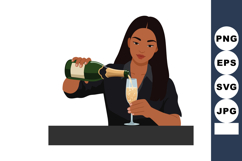 Woman pouring champagne into flute glass celebrating party m Product Image 1