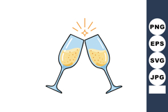 Champagne Glasses Clinking Celebration Toast Vector Illustra Product Image 1