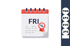 Friday calendar page with red discount badge for sale promot Product Image 1