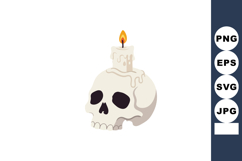 Skull with melting candle burning on top vector illustration Product Image 1