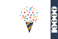 Party popper with colorful confetti explosion celebration ve Product Image 1