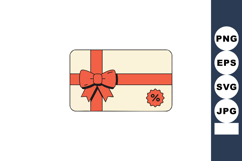 Gift card with red ribbon and discount symbol vector illustr Product Image 1