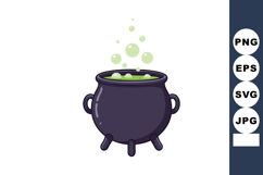 Black Cauldron with Green Potion Bubbling Vector Illustratio Product Image 1