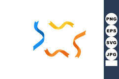 Colorful twisted ribbons vector illustration in blue orange Product Image 1