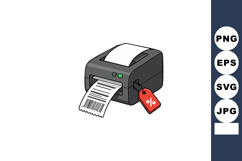 Receipt Printer with Discount Tag Vector Illustration for Re Product Image 1