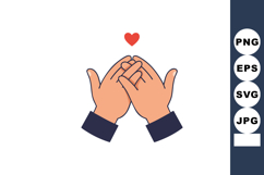 Hands forming heart gesture with red heart symbol above vect Product Image 1