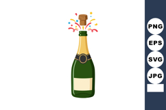 Champagne bottle popping cork with colorful confetti celebra Product Image 1