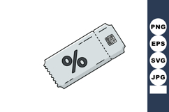 Discount coupon ticket with percentage symbol and QR code il Product Image 1